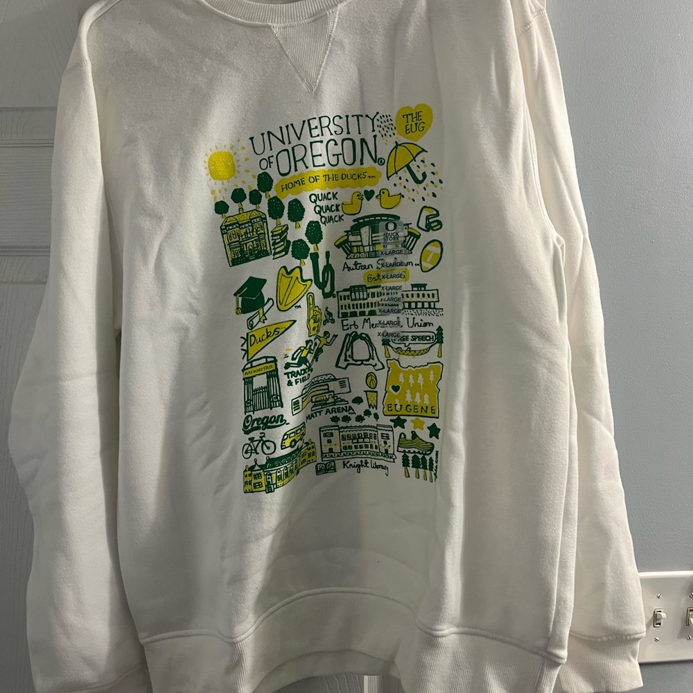 University of Oregon White Crewneck Sweater